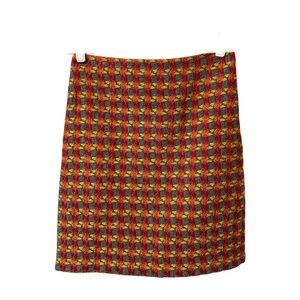 J.McLaughlin gray, red, yellow houndstooth pattern Fall wool pencil skirt 0